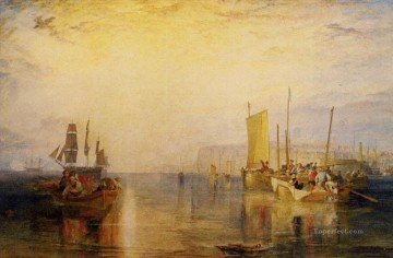 Pesca de merlán al amanecer en Margate Romantic Turner Pinturas al óleo